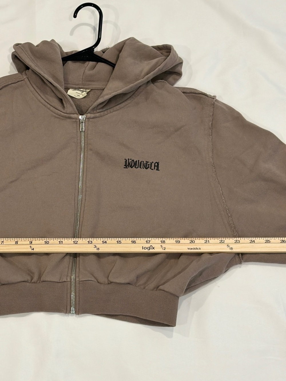 YoungLA Cropped Zip Hoodie in Taupe - Picture 5 of 12